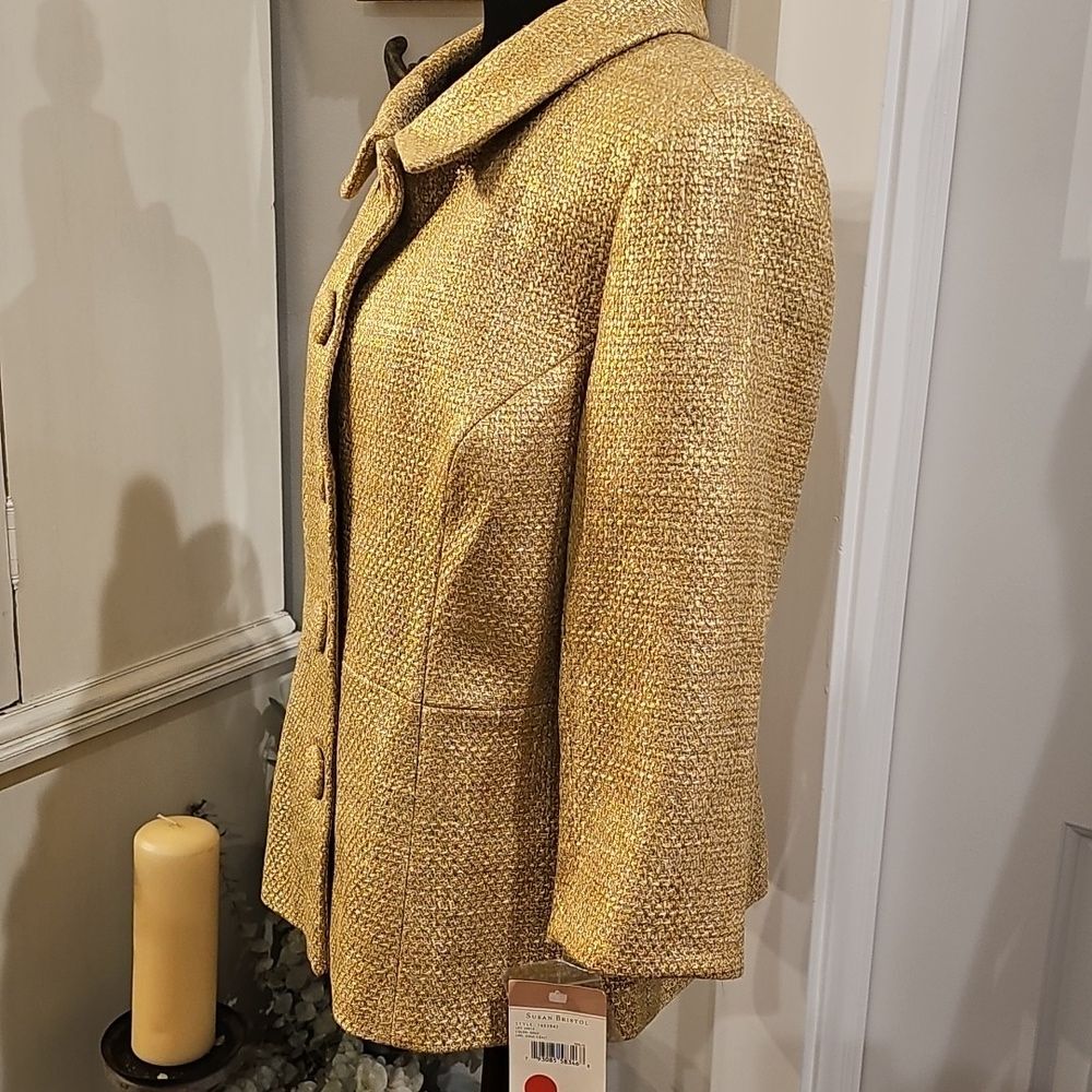 SUSAN BRISTOL Gold‎ Coast Wool Blend Vintage Blazer Size 12 - Picture 3 of 8